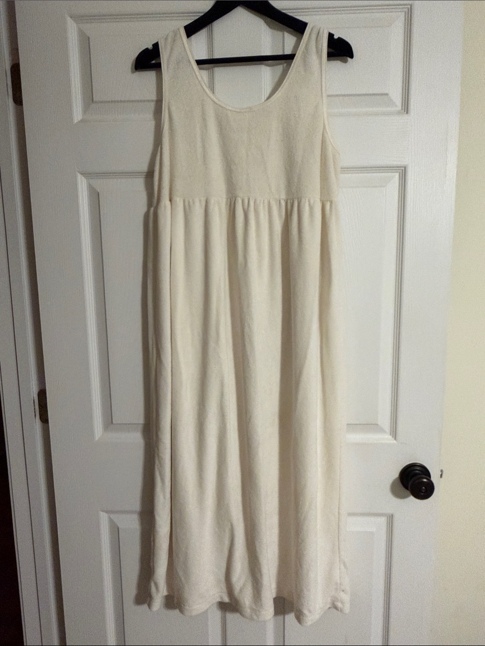 VTG 80s Victoria's Secret Gold Label Terry Cloth Midi Spa Dress Cream Size Large - Picture 5 of 10